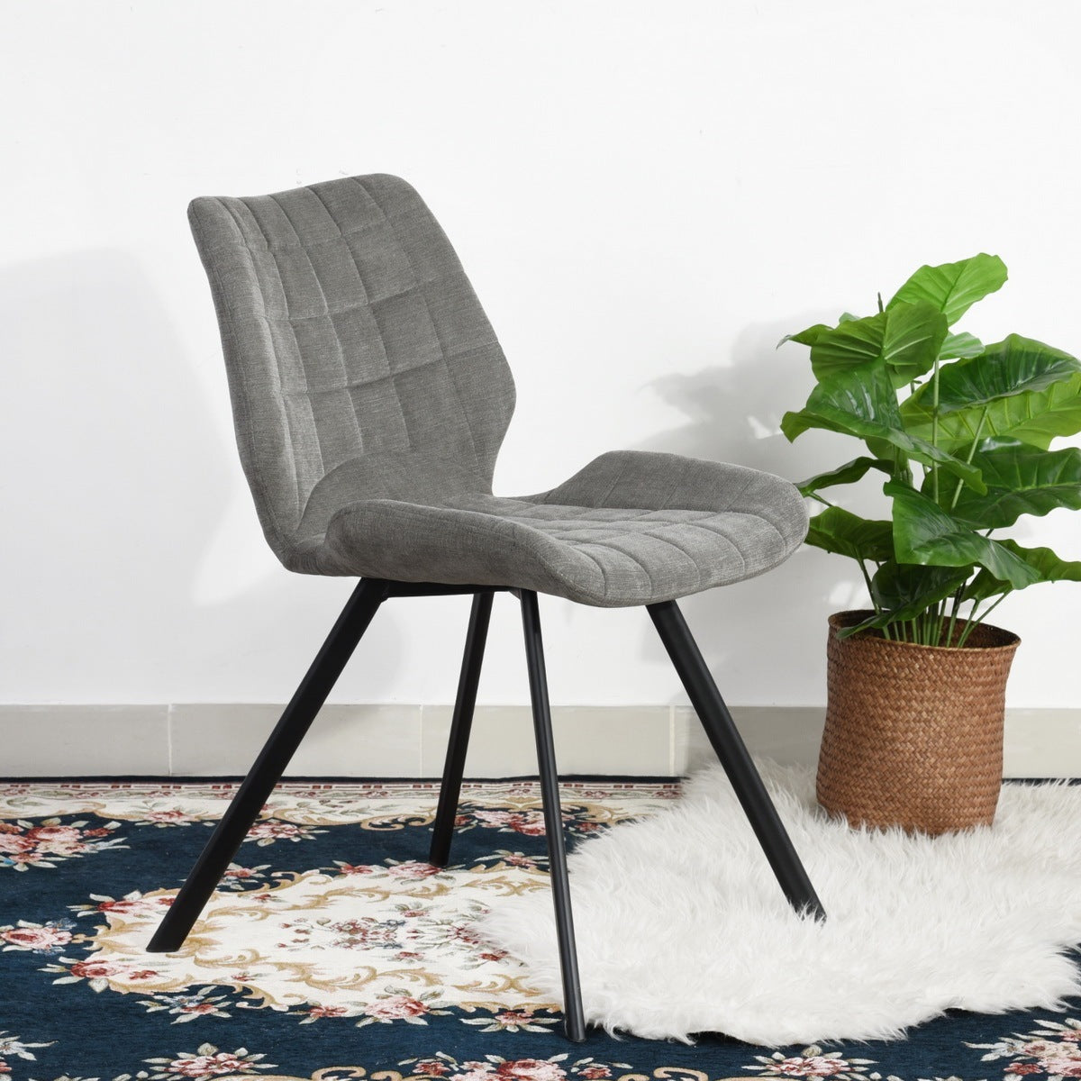 BuBu Fabric Dining Chairs (Set of 2) - Gray