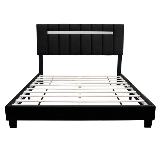 York Queen Size Platform Bed with Adjustable Height - Black