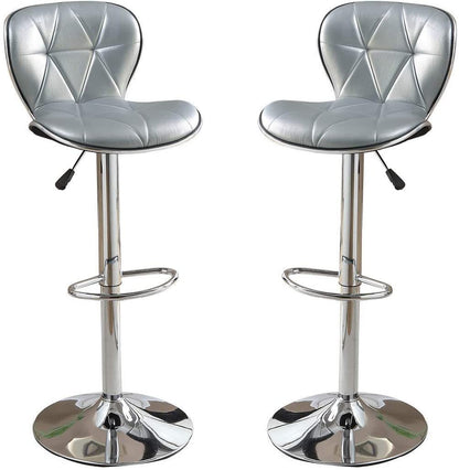 Daimon Faux Leather Adjustable Stool - Silver Set of 2