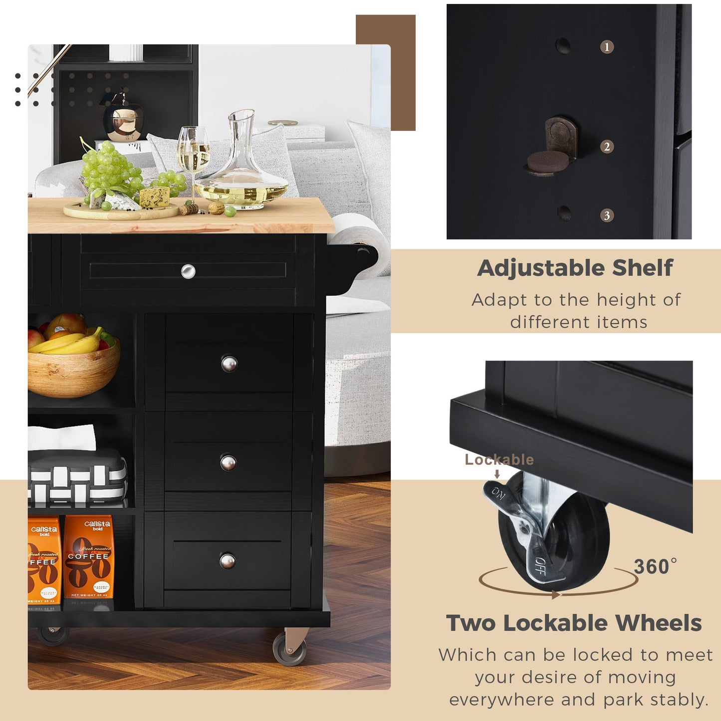 Pantry Mate Kitchen Cart - Black