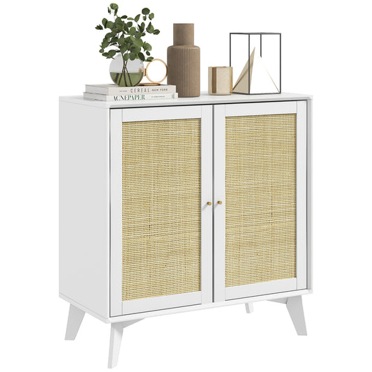 Boho Kitchen Cabinet with 2 Rattan Doors