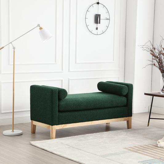 Bailey 56.7" Upholstered Bolster Bench - Green