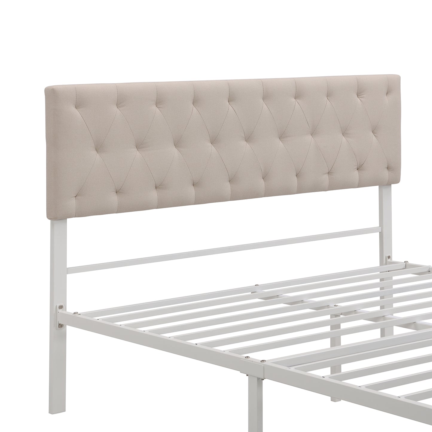 Apex Queen Size Storage Bed Metal Platform Bed with Drawer - Beige