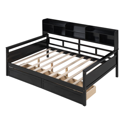 Ozi Full Size Metal Daybed with 2 Drawers - Espresso