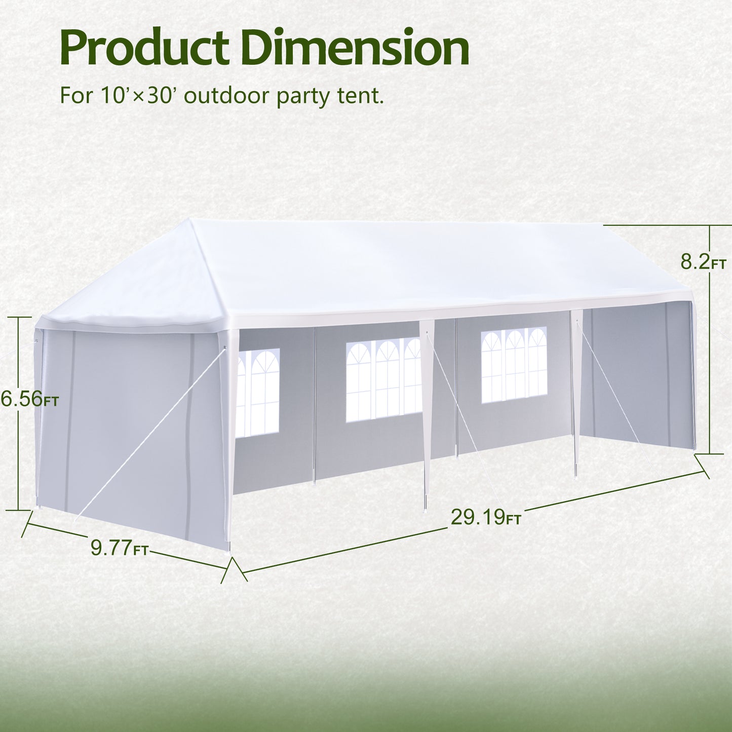 Bryon 10x30 ft Wedding Party Canopy - White