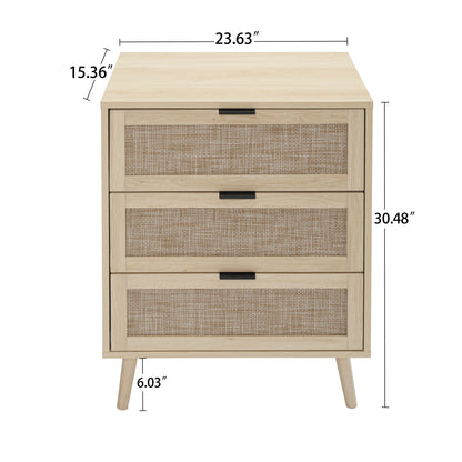Kooboo 3 Drawer Nightstand End Table - Natural