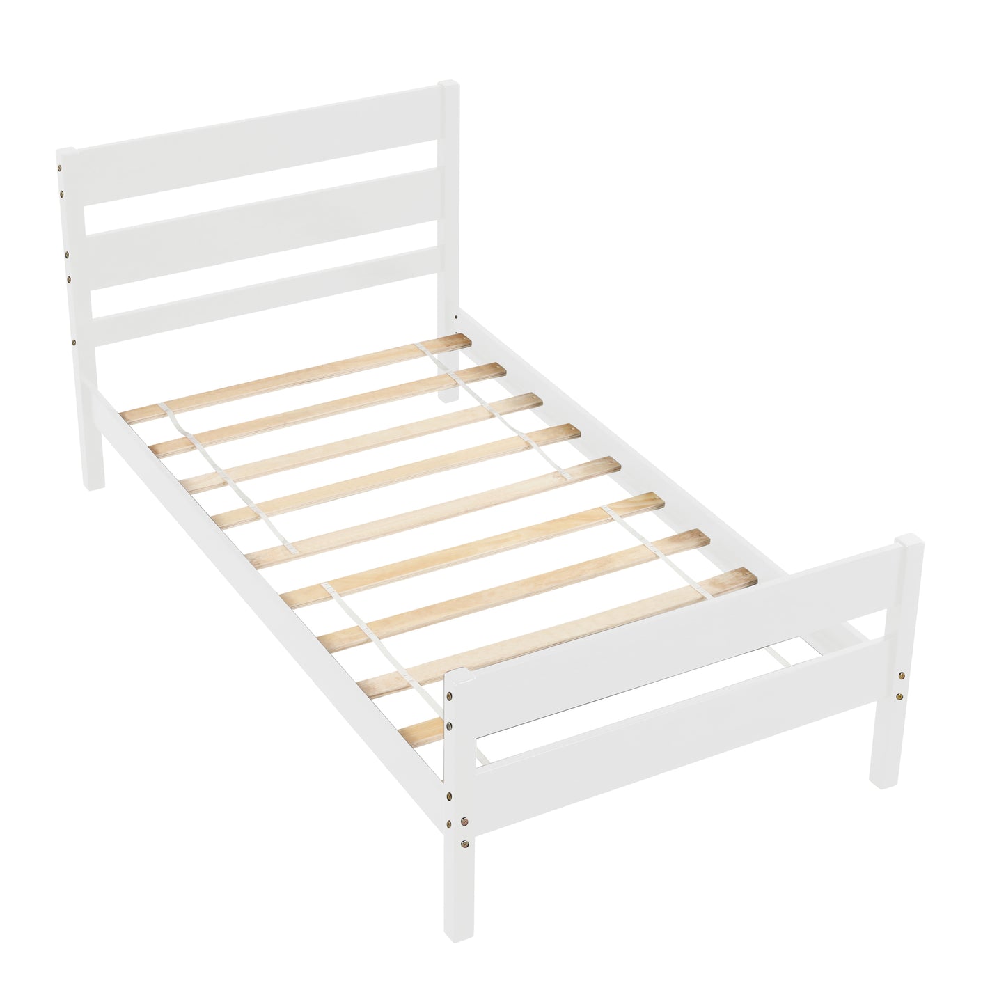 Saba Twin Size Platform Bed Frame - White