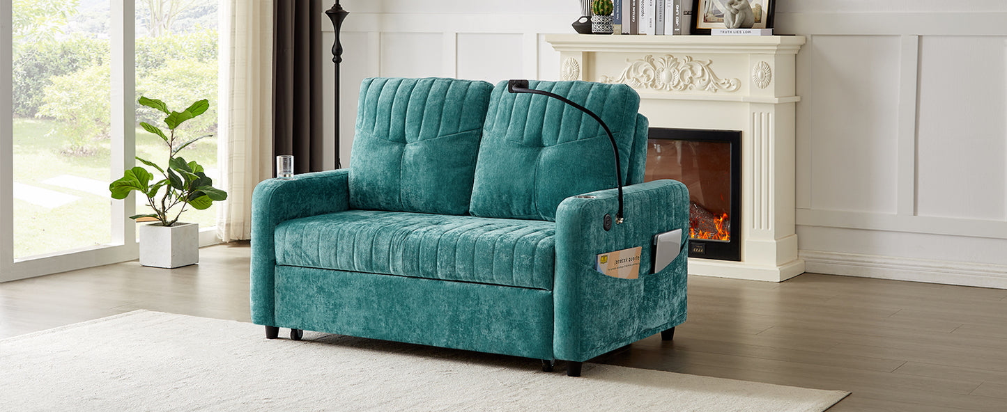 Rita Loveseat Pull-out Sofa Bed with Adjustable Backrest - Teal