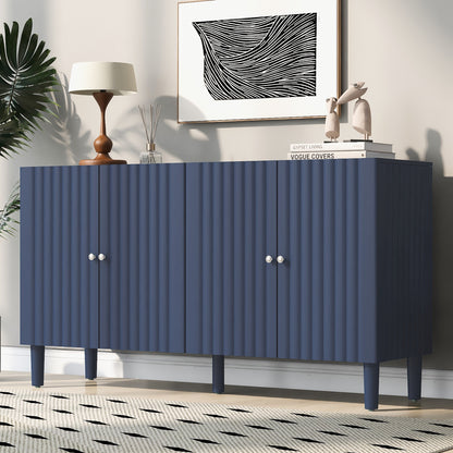 Butler Wavy Pattern Doors Sideboard Buffet - Navy Blue