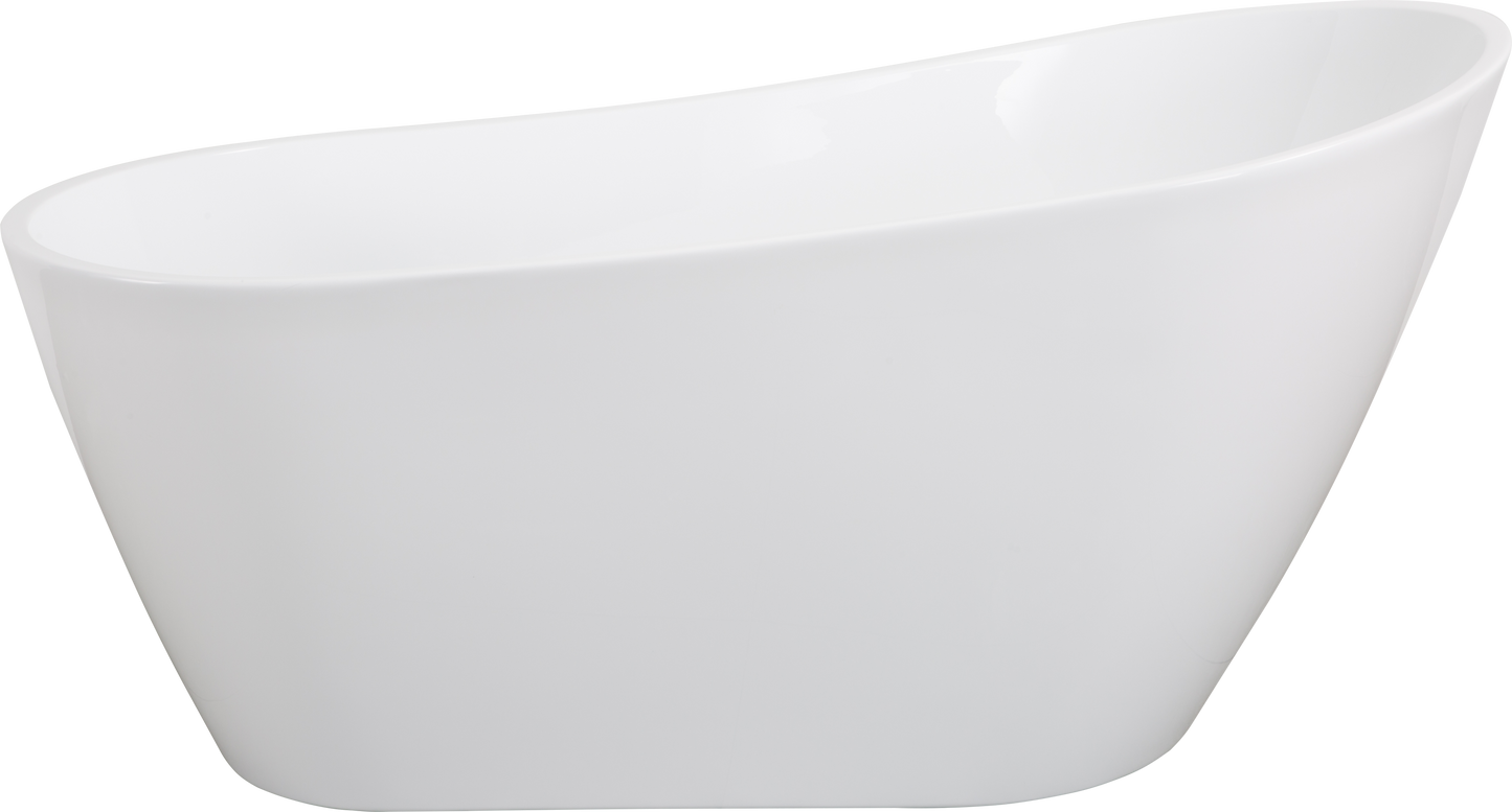 Kriss 59" Acrylic Freestanding Bathtub with Bottom Anti-Slip  - Gloss White