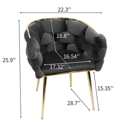 Luna Luxury Modern Velvet Chair - Black