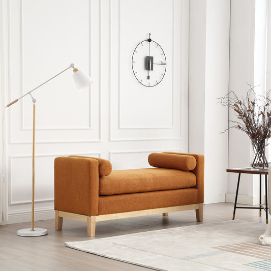 Bailey 56.7" Upholstered Bolster Bench - Caramel