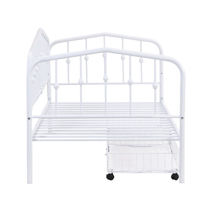 Zee Twin Size Metal Daybed with 2 Drawers - White