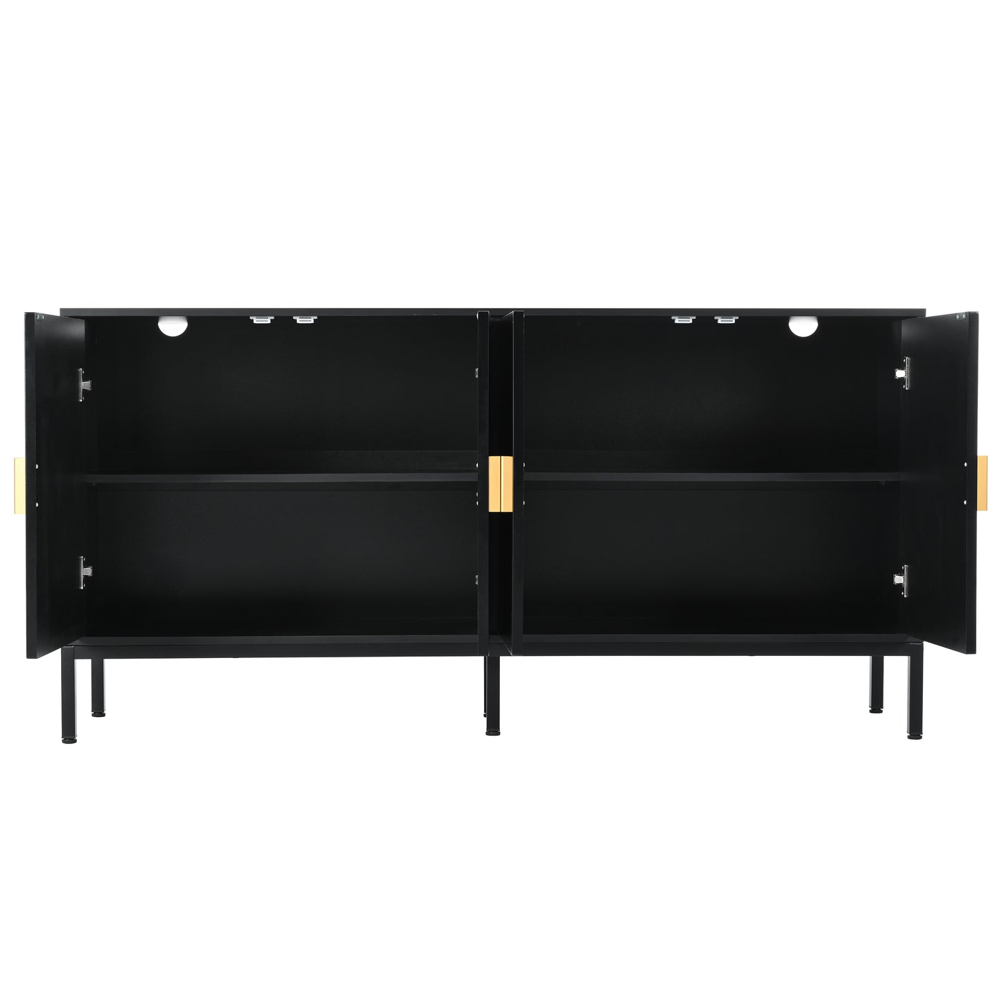 Exquisite Vertical-Striped Four-Door Sideboard - Black