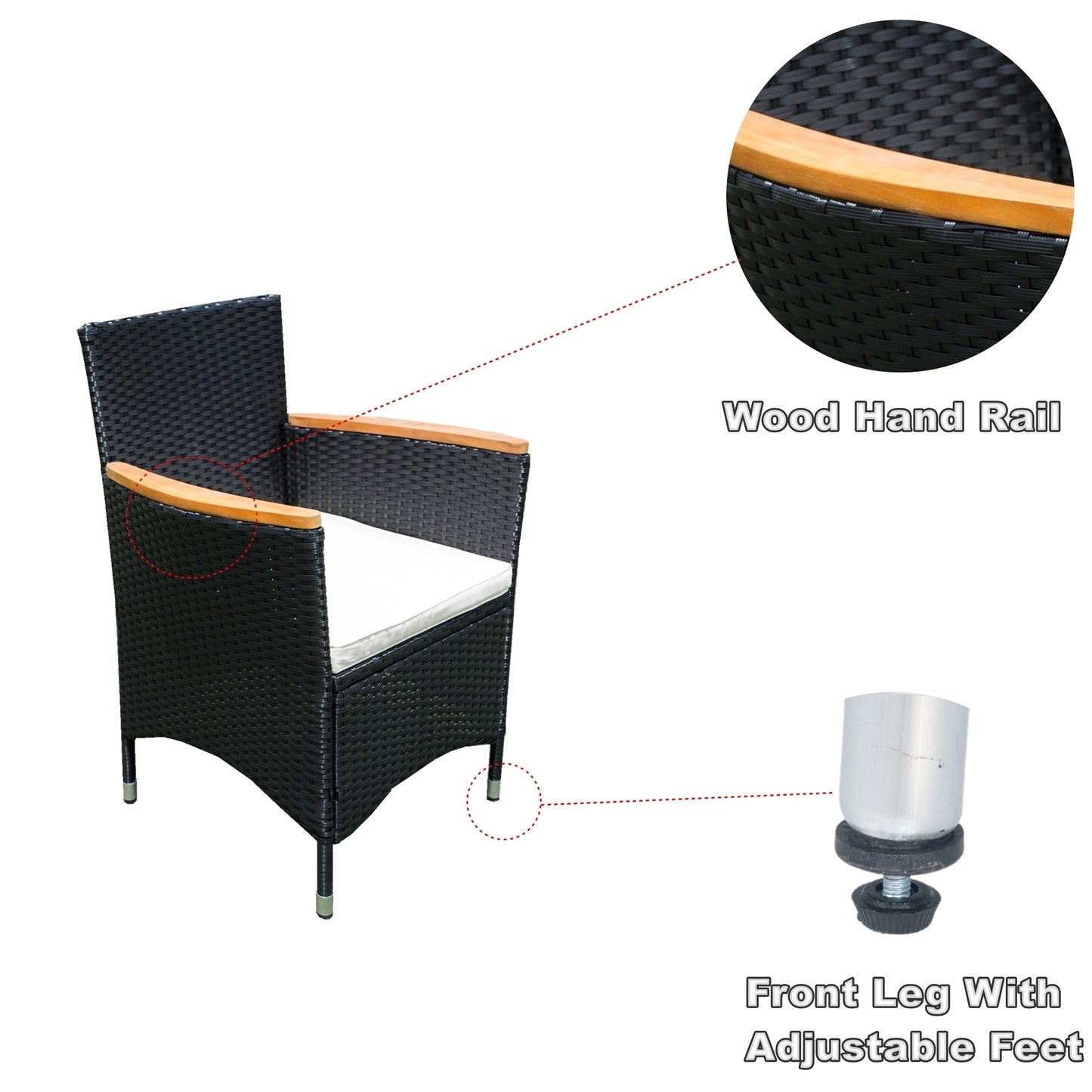 Shavon 7 Pc Outdoor Patio Wicker Dining Sett - Black