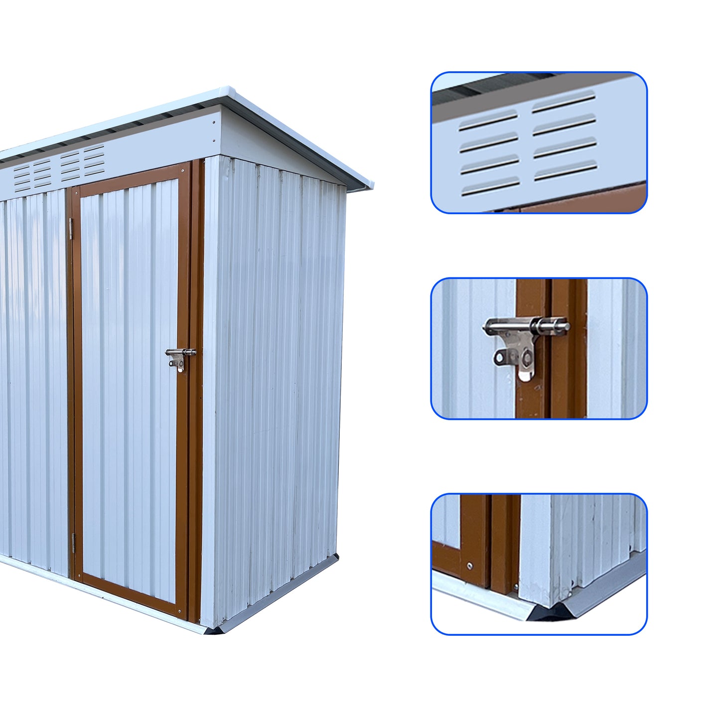 Morton 5 X 3 ft Metal Garden Sheds Outdoor Storage - White+Yellow