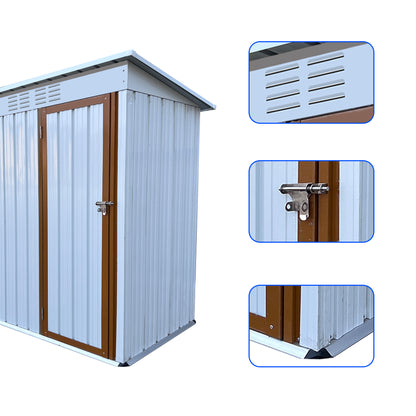 Morton 5 X 3 ft Metal Garden Sheds Outdoor Storage - White+Yellow