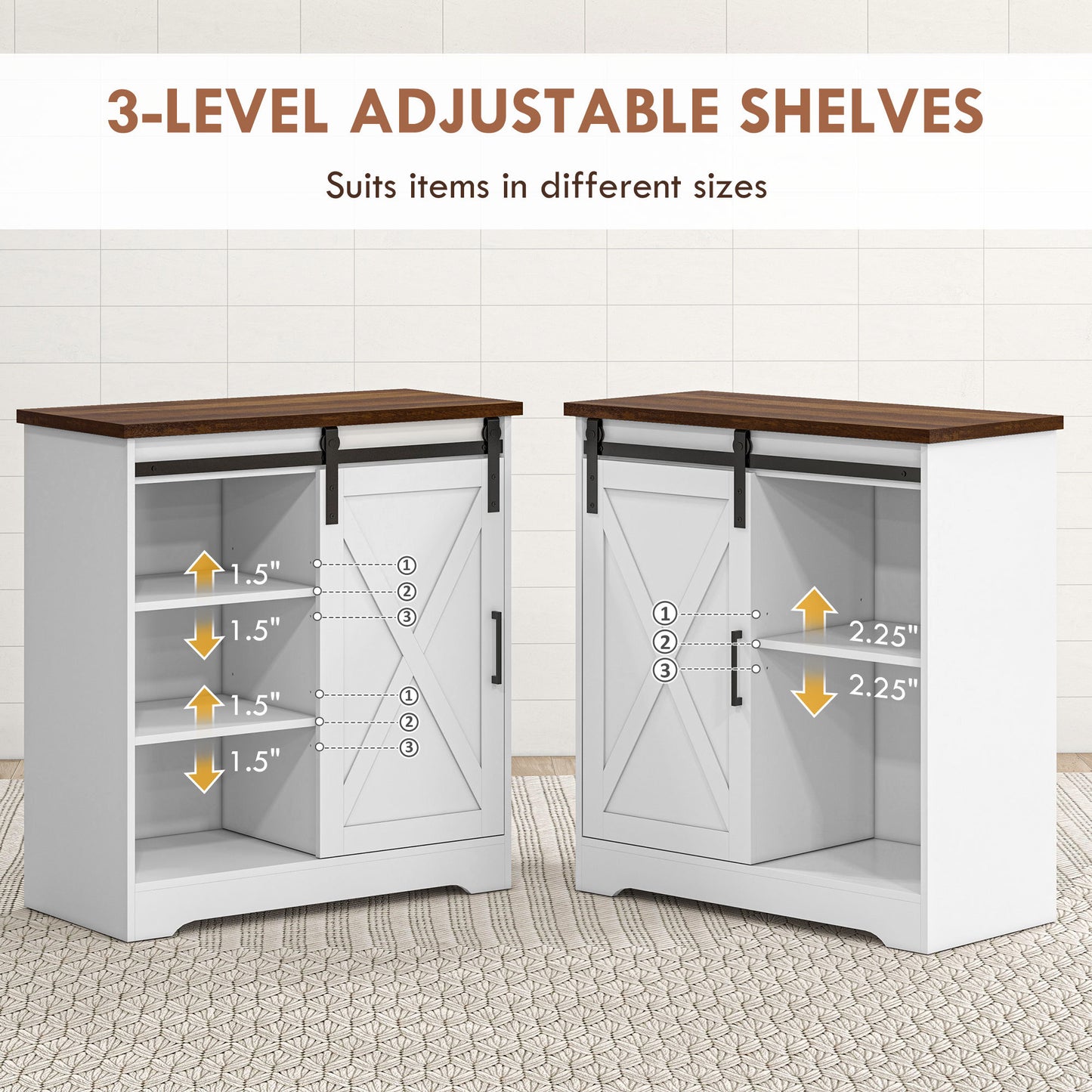 Arredo Farmhouse Sideboard Buffet - White