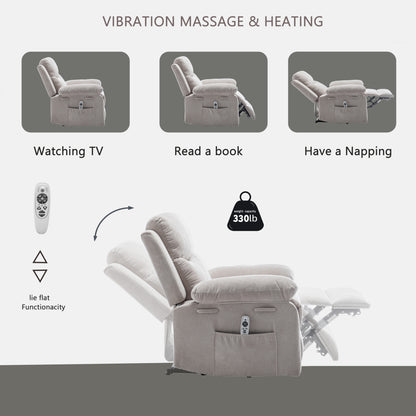 Aether Power Recliner Chair with Adjustable Massage Function - Beige