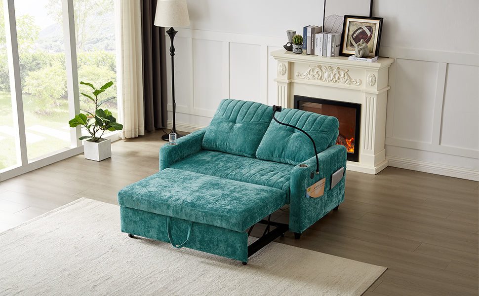 Rita Loveseat Pull-out Sofa Bed with Adjustable Backrest - Teal