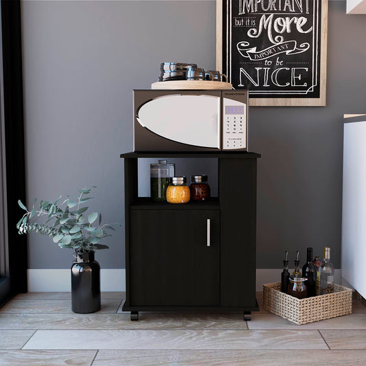 Correy 4-Shelf Microwave Cabinet with Caster - Black
