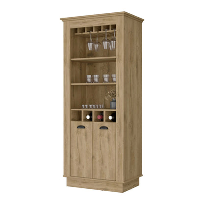 Tyler 4-Built In Wine Rack Bar Cabinet - Macadamia