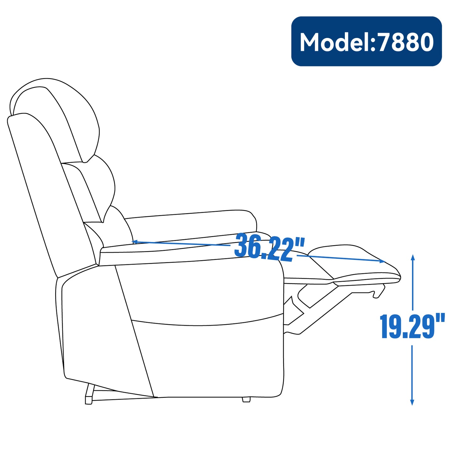 Hannah Power Lift Chenille Recliner Chair with Heat Massage - Blue