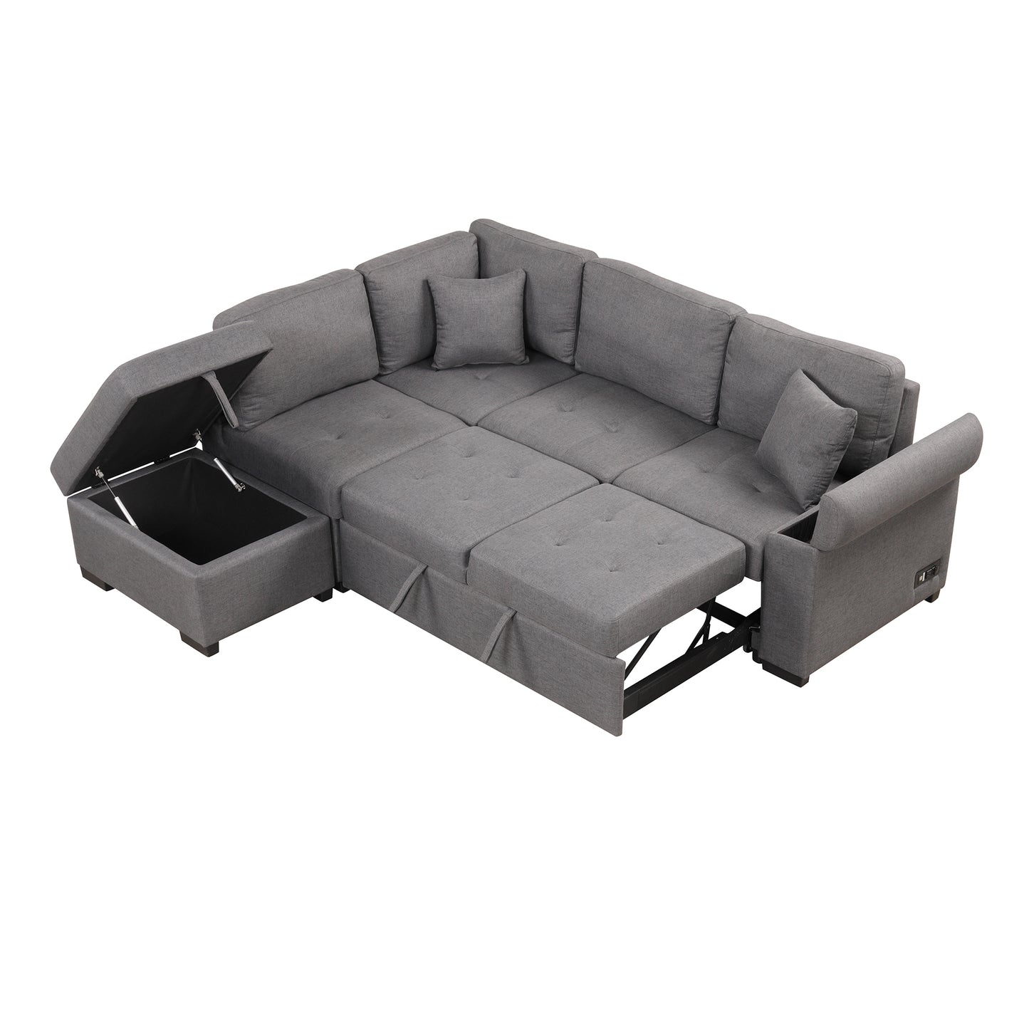 Kwame Sleeper Sectional Sofa - Dark Gray