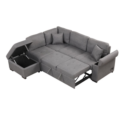 Kwame Sleeper Sectional Sofa - Dark Gray