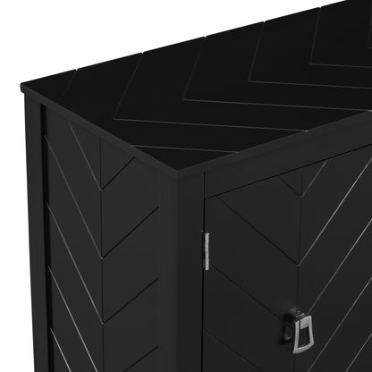 Briony Geometric Line Patterns Sideboard Buffet - Black