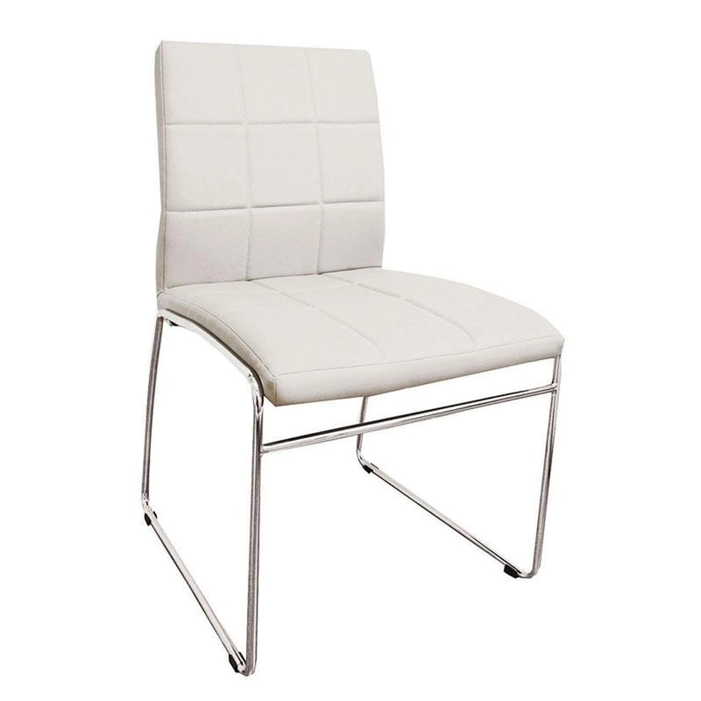 Angela Dining Chairs Chrome Metal Legs (Set of 2) - White