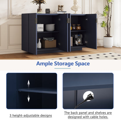 Lyons 4 Wavy Doors Ample Storage Space Sideboar - Navy Blue