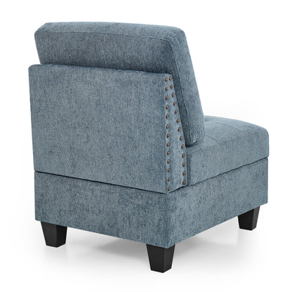 Molly Modular Sectional Sofa Four Single Chair and Two Corner - Navy Blue