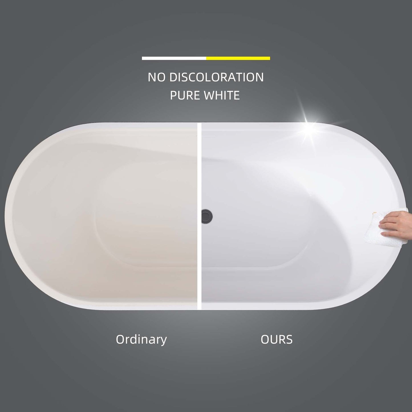 Madison 59" Minimalist  Acrylic Freestanding Soaking Bathtub  -  Gloss Black