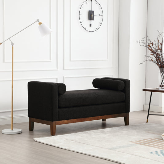 Bailey 56.7" Upholstered Bolster Bench - Black
