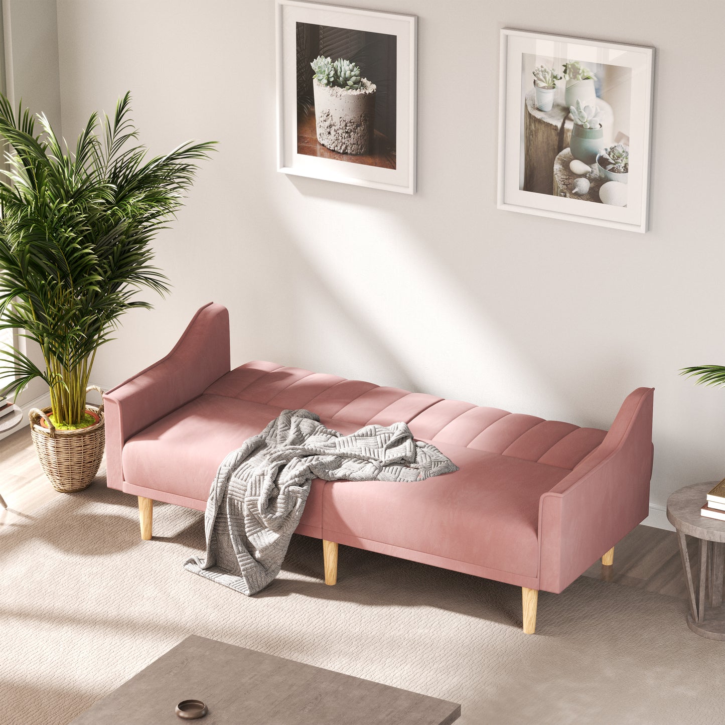 Amy Convertible Sofa Bed  - Pink