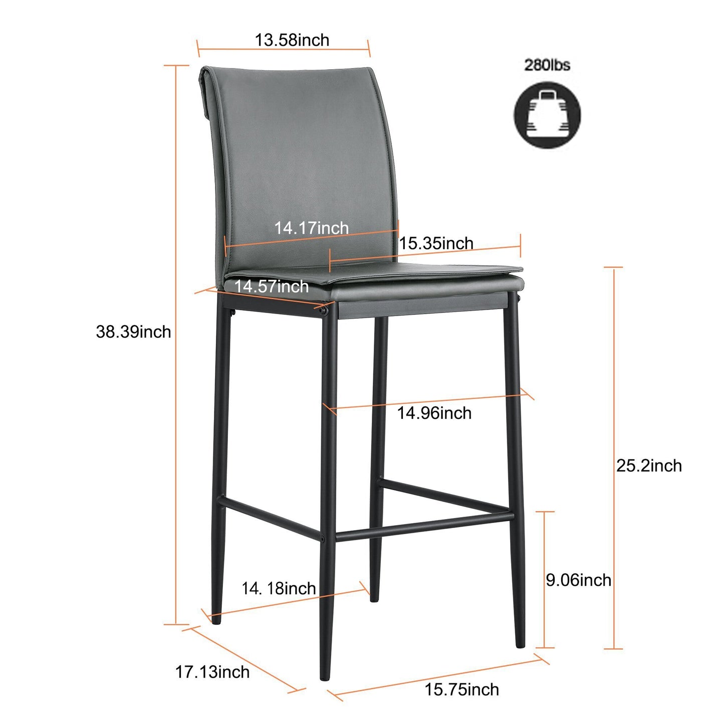 Zen Bar Stool  - Gray Set of 2