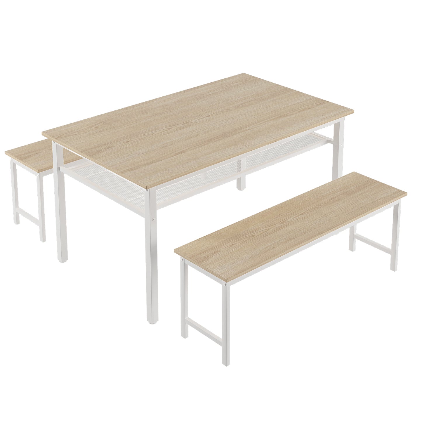 Moss 3pc Dining Set Farmhouse Table with 2 Benches - White Oak