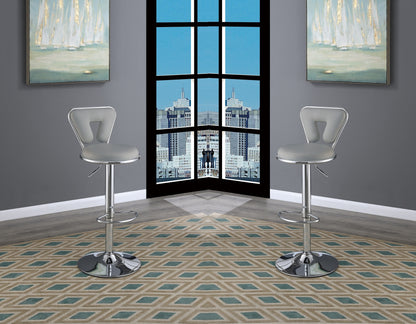 Vita Adjustable Bar stool  Faux Leather Chrome Base - Gray  Set of 2