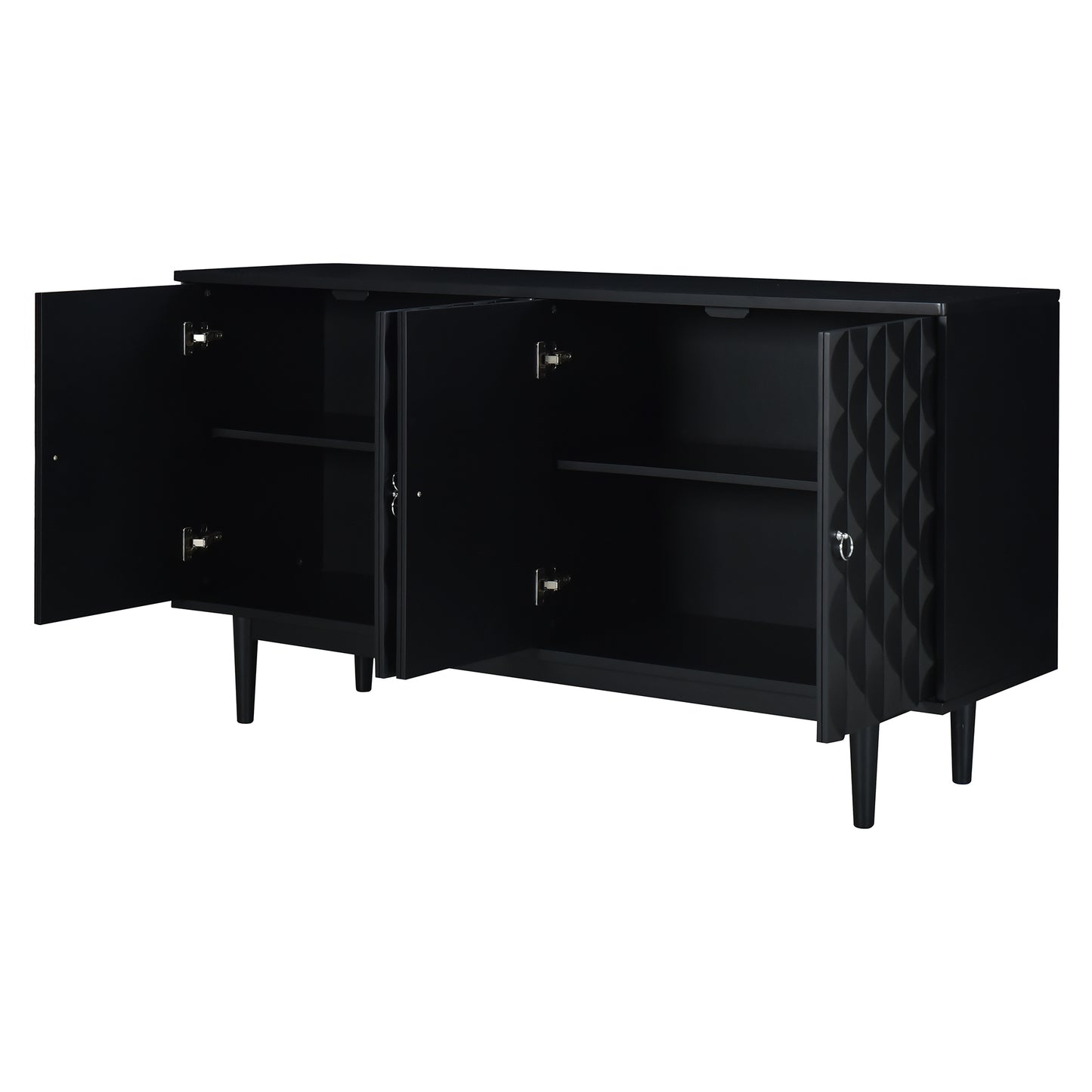 Celeste Convex Pattern Doors Sideboard Buffet - Black