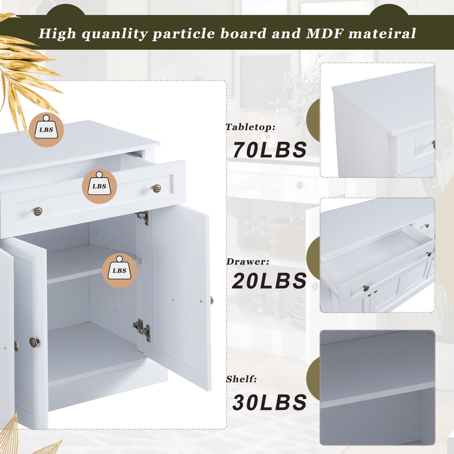 Houston 4-Door Sideboard Buffet - White