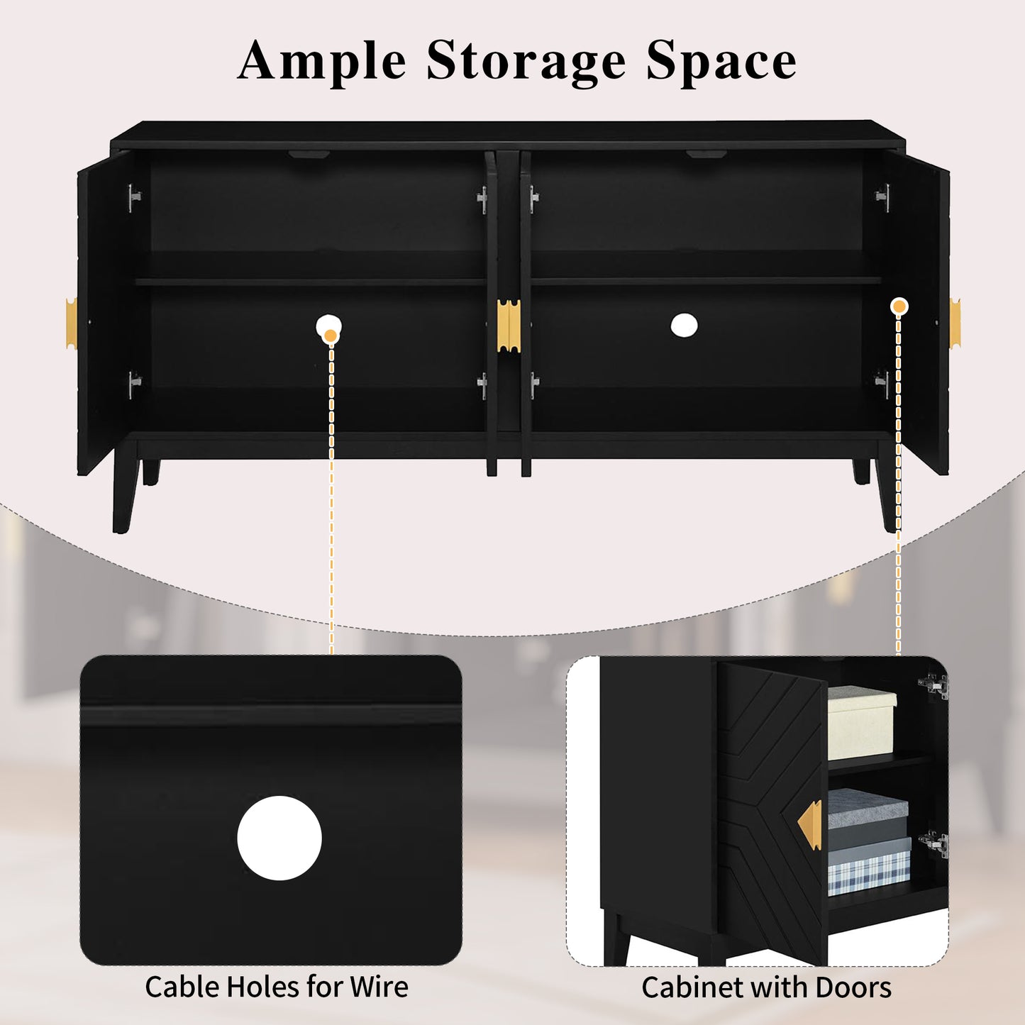Dalton 4-Door Sideboard Buffet - Black