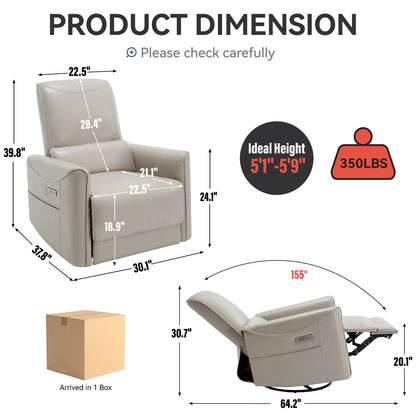 Spencer Swivel and Rocker Power Recliner Chair - Beige