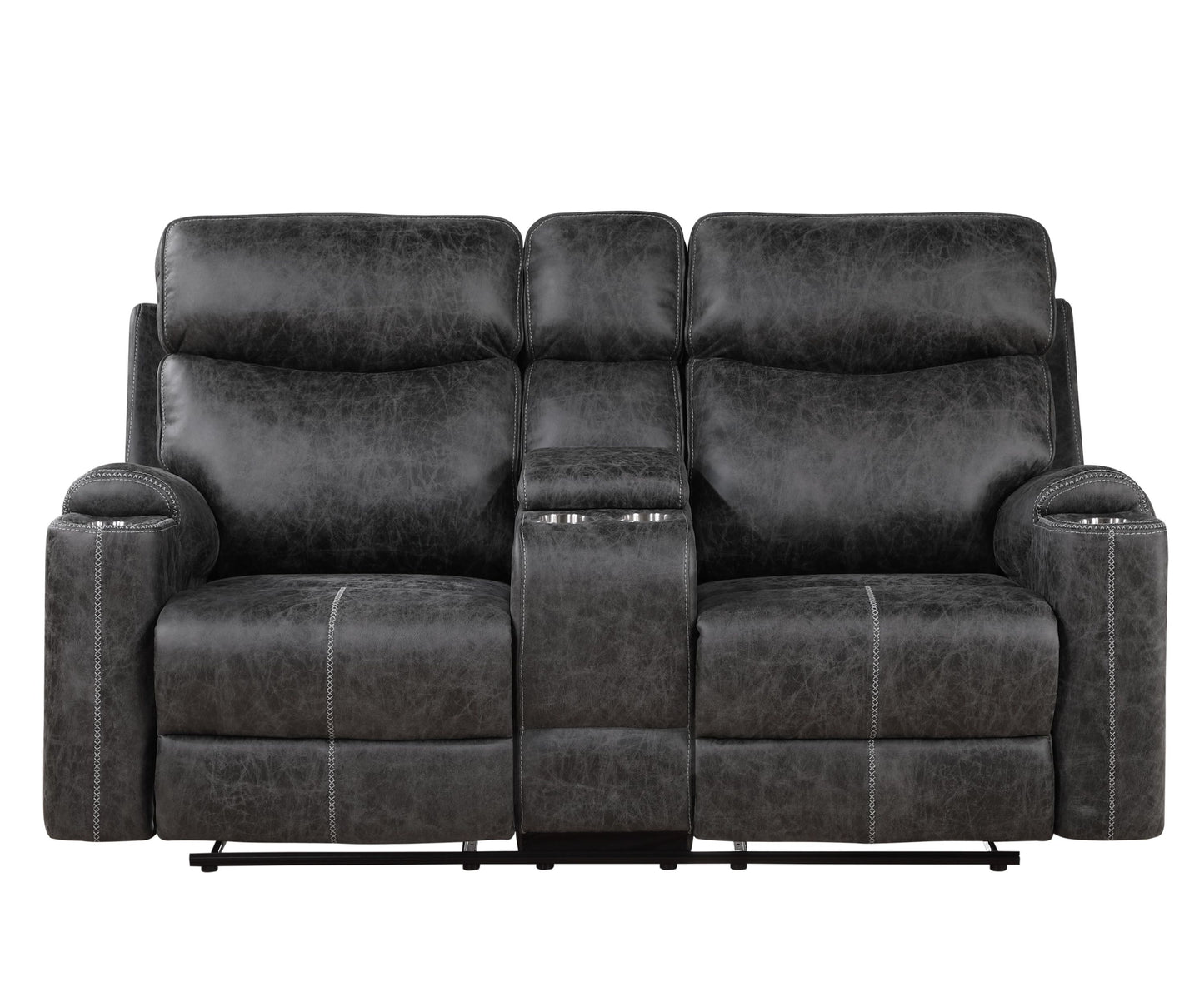 ACME Hirah Motion Loveseat w/Console & USB Port, Dark Gray Polish Microfiber LV02571