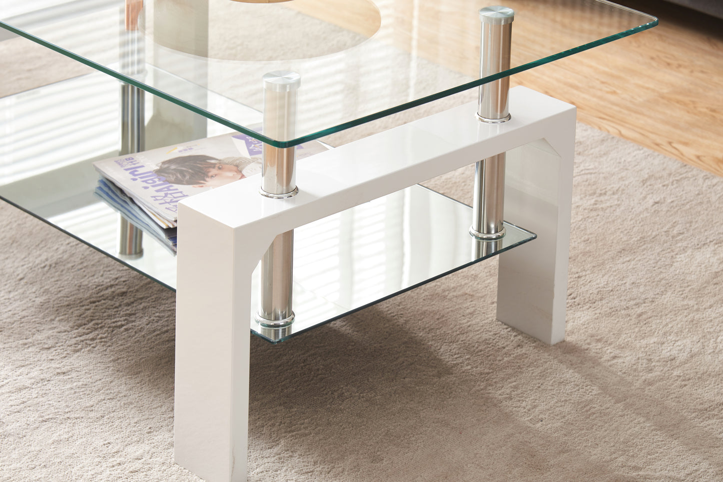 Pearl 2-Tier Coffee Table with Tempered Glass