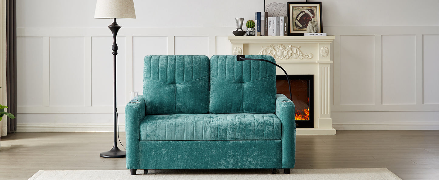 Rita Loveseat Pull-out Sofa Bed with Adjustable Backrest - Teal