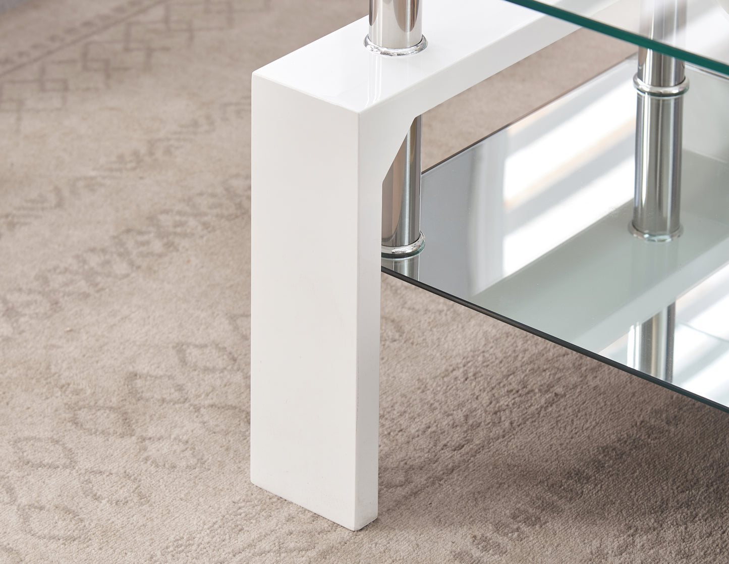 Pearl 2-Tier Coffee Table with Tempered Glass
