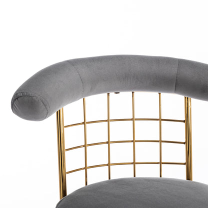 Retro Luxury Velvet  High Bar Stool  - Gray Set of 2