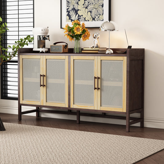 Hana Rattan Doors Sideboard Buffet - Walnut