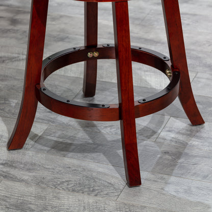 Counter Height X-Back Swivel Stool, Cherry Finish, Charcoal Fabric Seat